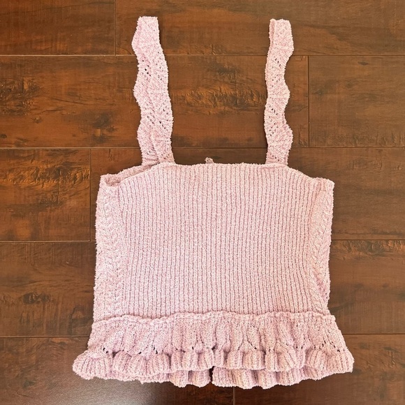 URBAN OUTFITTERS Carmella Ruffle Knit Tank Top Lavender Tie Front Size Small - Picture 5 of 13